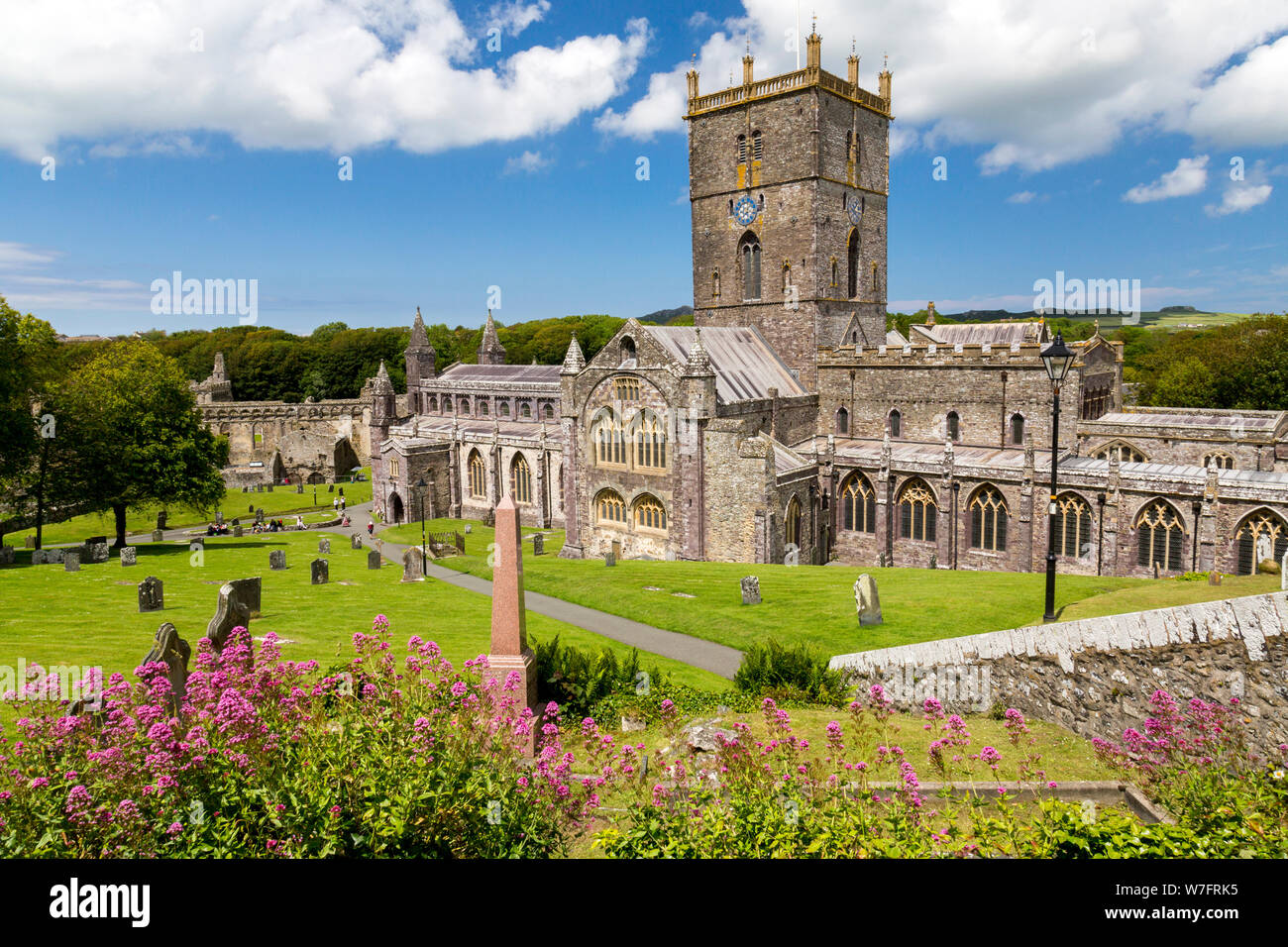 The historic Norman cathedral in St Davids, Pembrokeshire, Wales - the ...