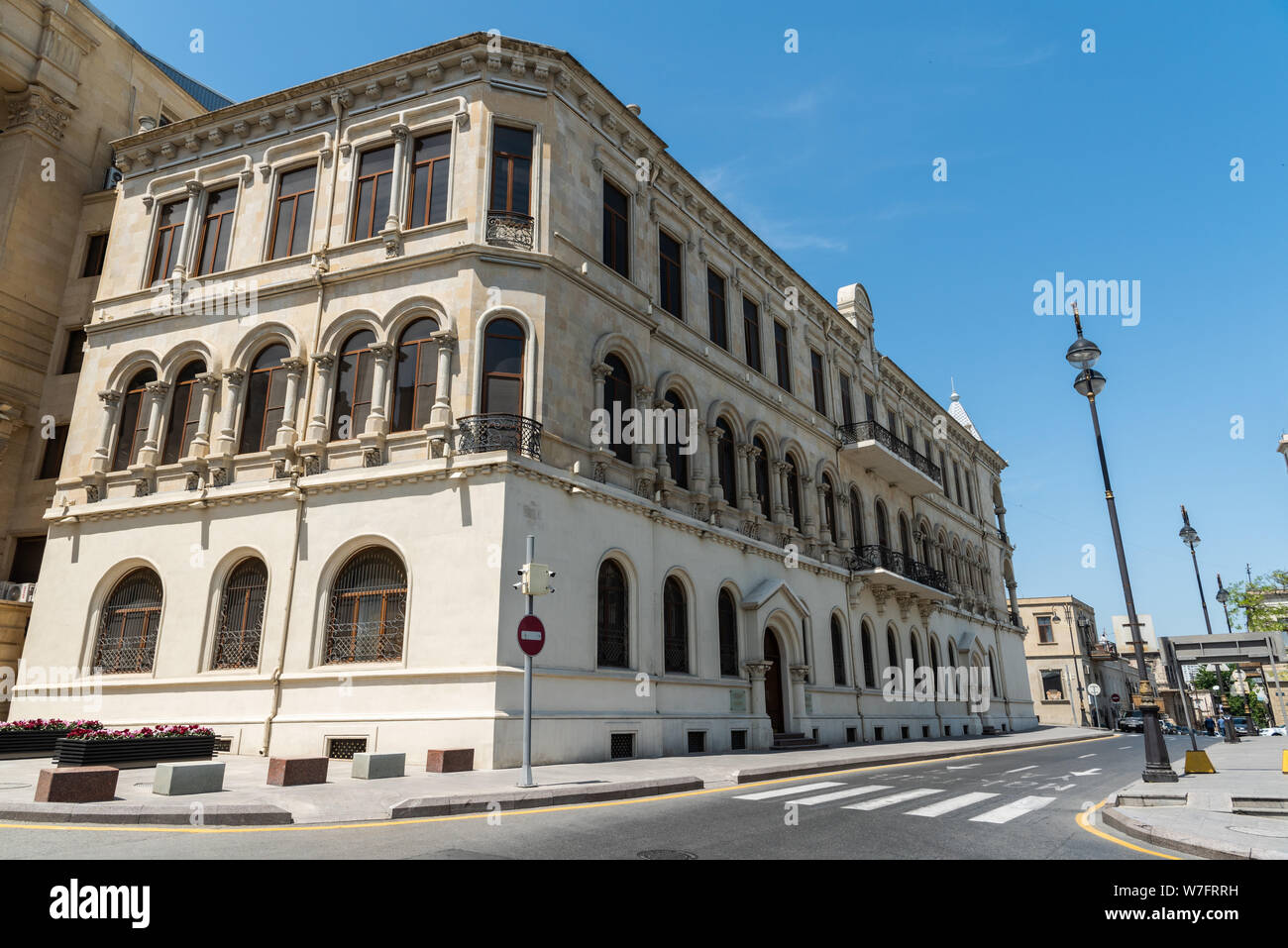 Baku, Azerbaijan - May 9, 2019. Exterior view of the building housing the General Prosecutor Administration of the Republic of Azerbaijan and the Muse Stock Photo