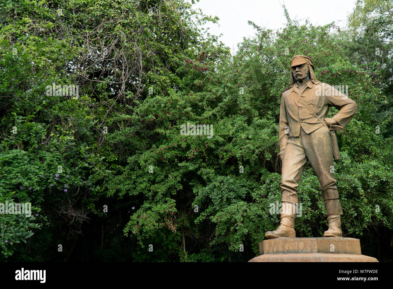 Dr. David Livingstone memorial at Victoria Falls, the first statue on the Zimbabwean side Stock Photo