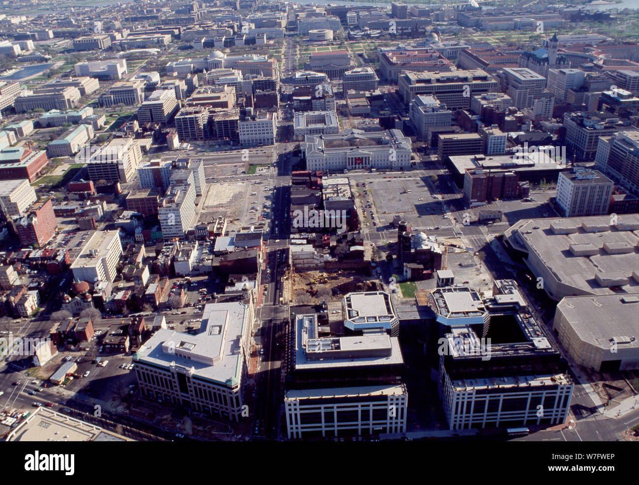 'Aerial of Washington, D.C.; Aerial of Washington, D.C. [techworld looking south towards mall]; ' Stock Photo