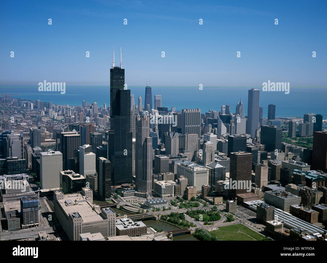 Aerial view of skyline, Chicago, Illinois Stock Photo Alamy