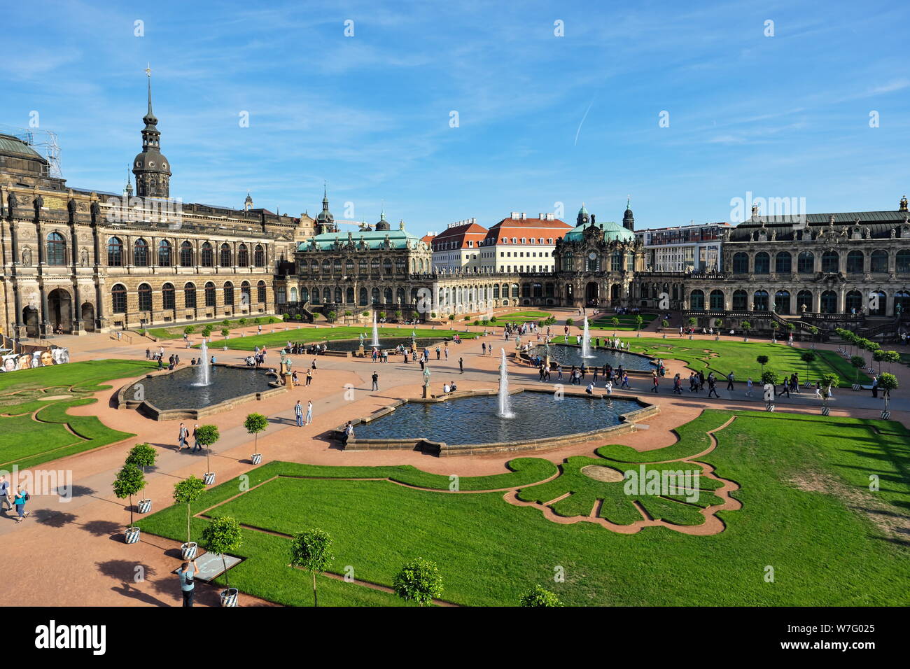 Sunny summer day at the courtyard of the Dresden Zwinger, Germany Stock Photo