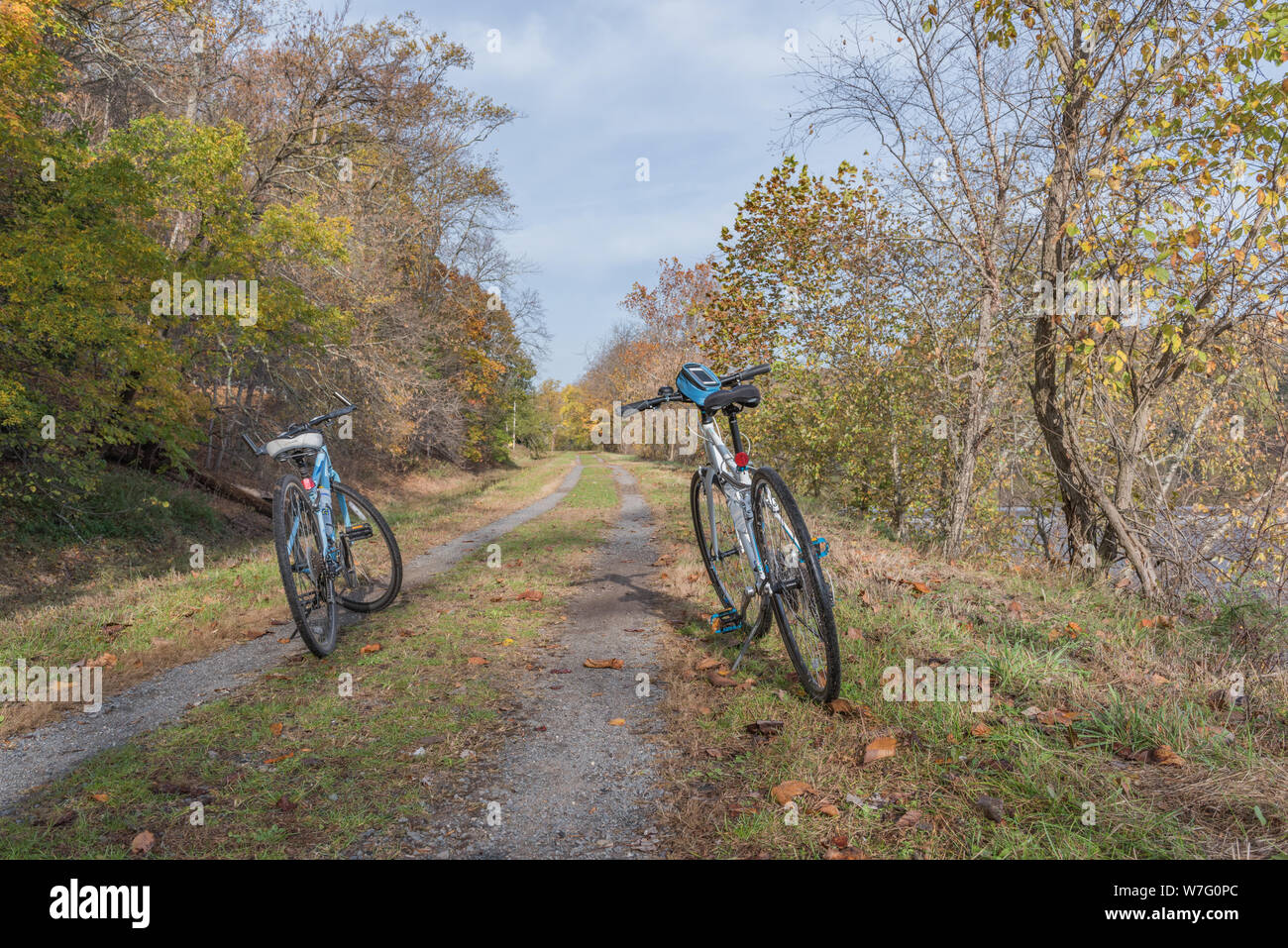 Bicycling on a Country Path Stock Photo
