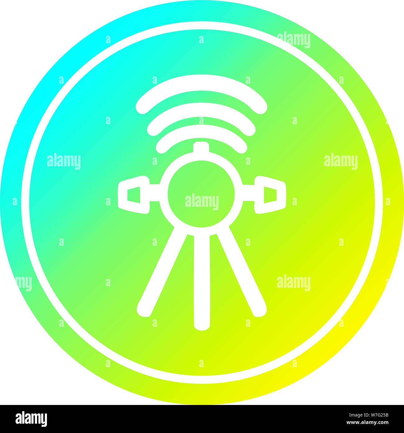 communications satellite circular icon with cool gradient finish Stock Vector