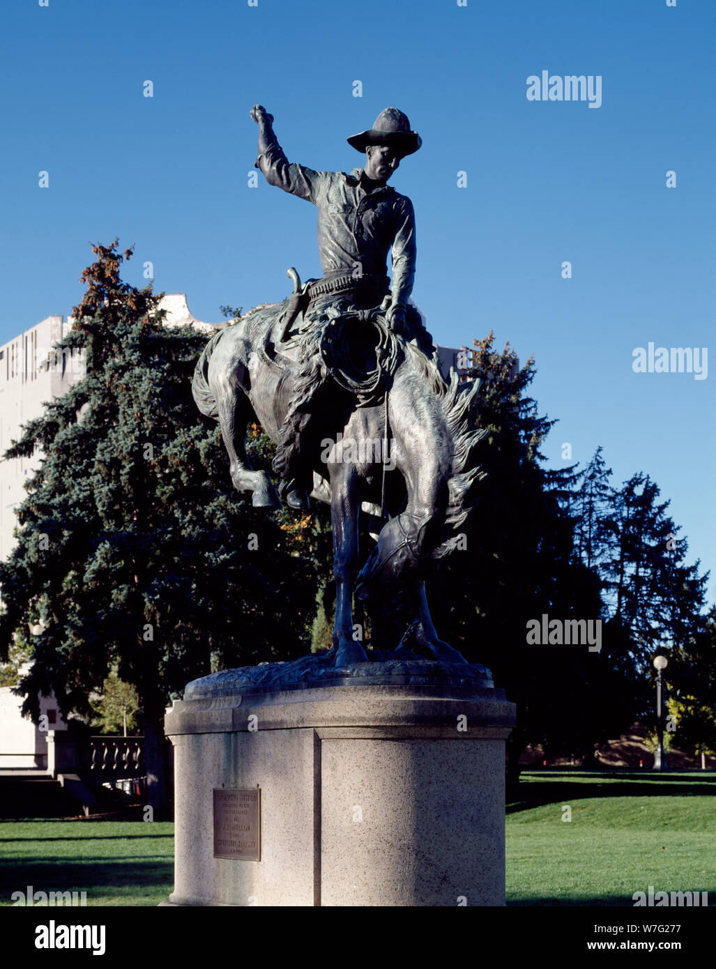 Alexander Phimister Proctor's 'Broncho Buster' statue in Civic Center park, Denver, Colorado