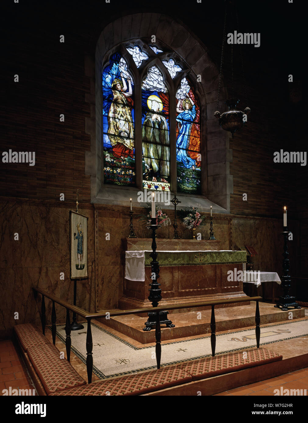 Altar and stained glass window at St. Peter's Episcopal Church