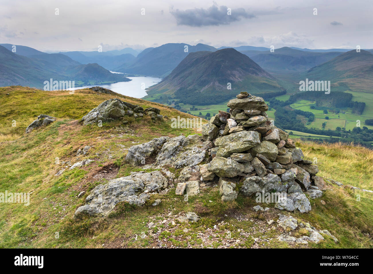 Crummock Water and Mellbreak from Low Fell, Lake District, Cumbria, UK Stock Photo