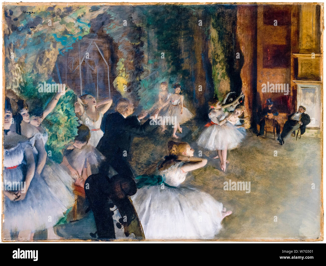 Edgar Degas, painting in mixed media, The Rehearsal of the Ballet Onstage, 1874 Stock Photo