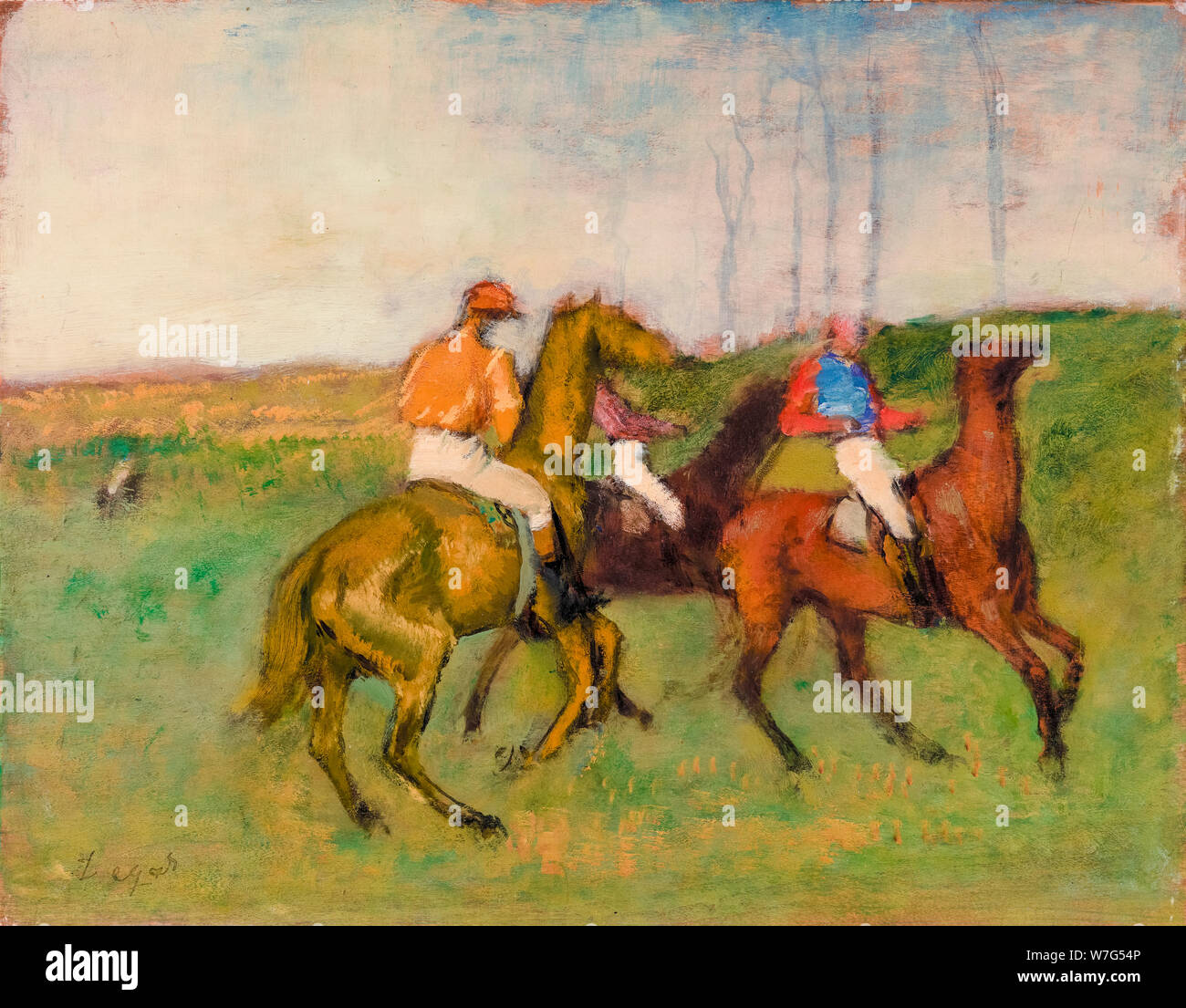 Edgar Degas, Jockeys and Race Horses, painting, 1890-1895 Stock Photo