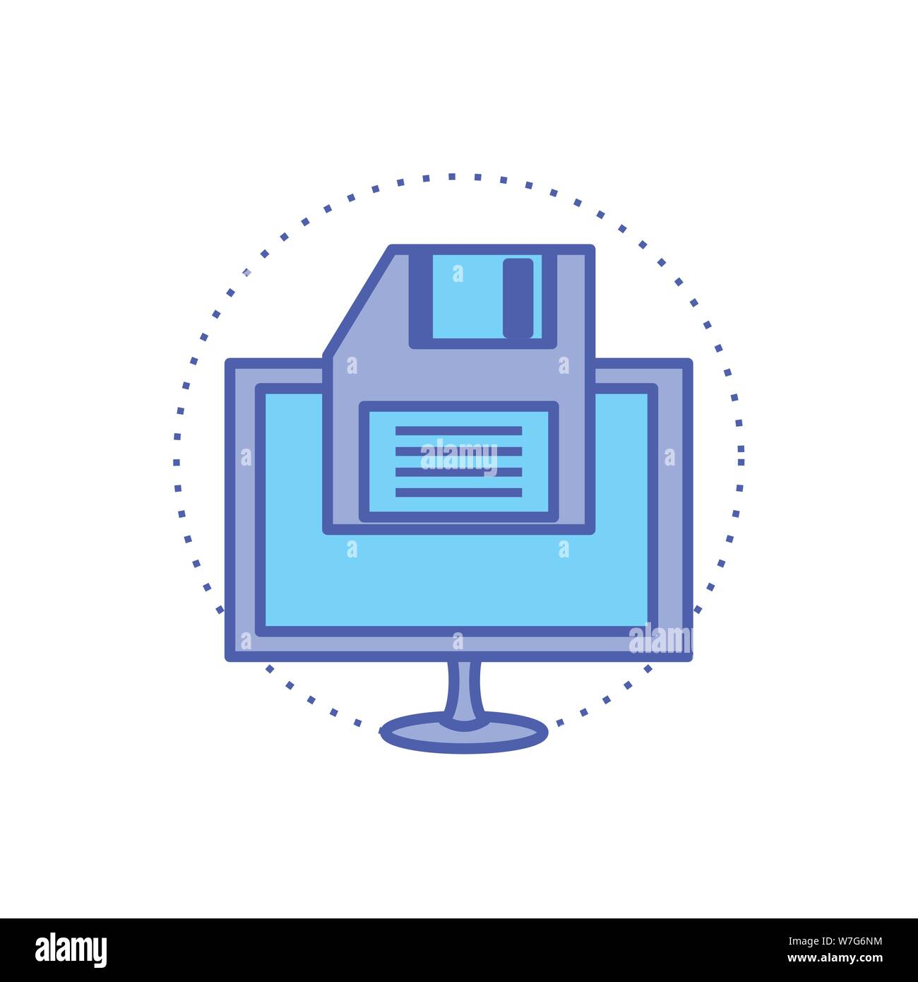 computer monitor with floppy disk vector illustration design Stock ...