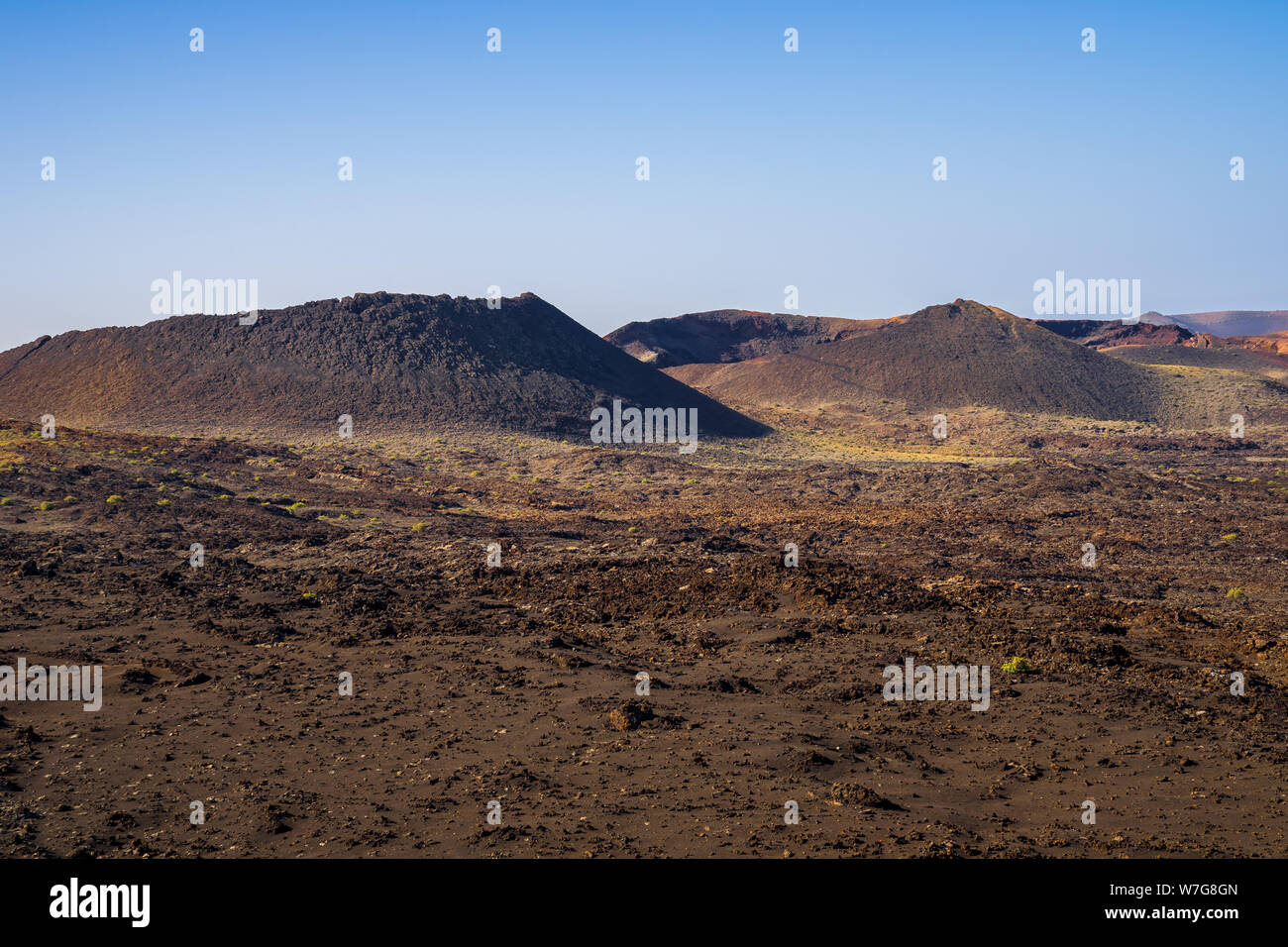 Spain, Lanzarote, Diverse face of planet earth looking like on mars in volcanic area of timanfaya Stock Photo