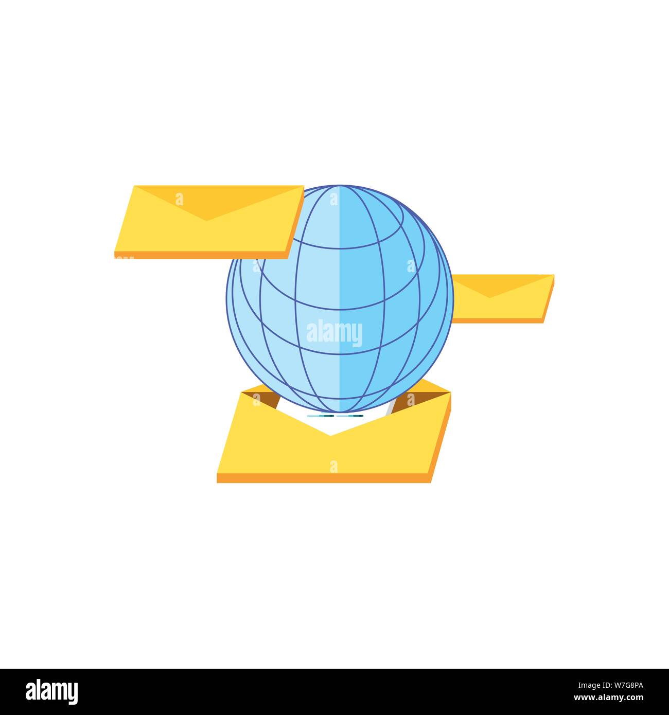 envelopes mail with sphere browser technology vector illustration design Stock Vector
