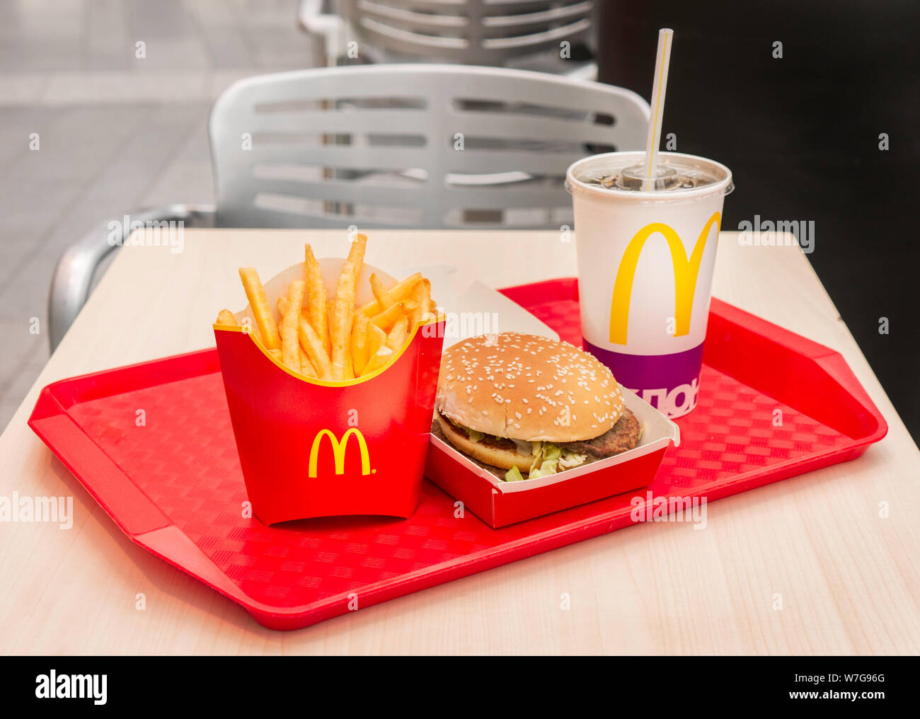 Mcdonalds Cheeseburger And Fries And Soda