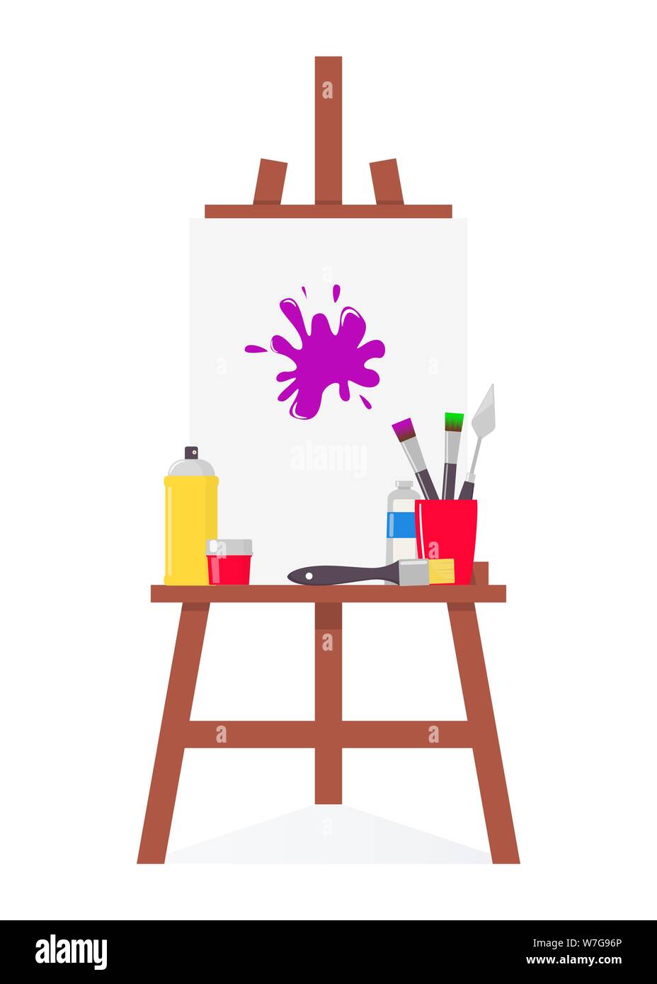 https://c8.alamy.com/comp/W7G96P/painting-tools-elements-in-flat-style-set-art-supplies-easel-with-canvas-paint-tubes-palette-knife-brushes-vector-illustration-W7G96P.jpg