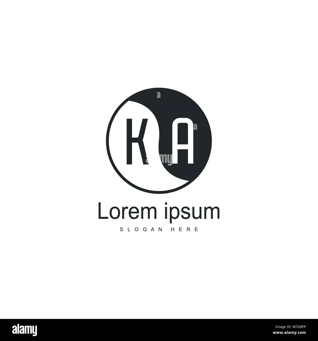 Initial KA logo template with modern frame. Minimalist KA letter logo ...