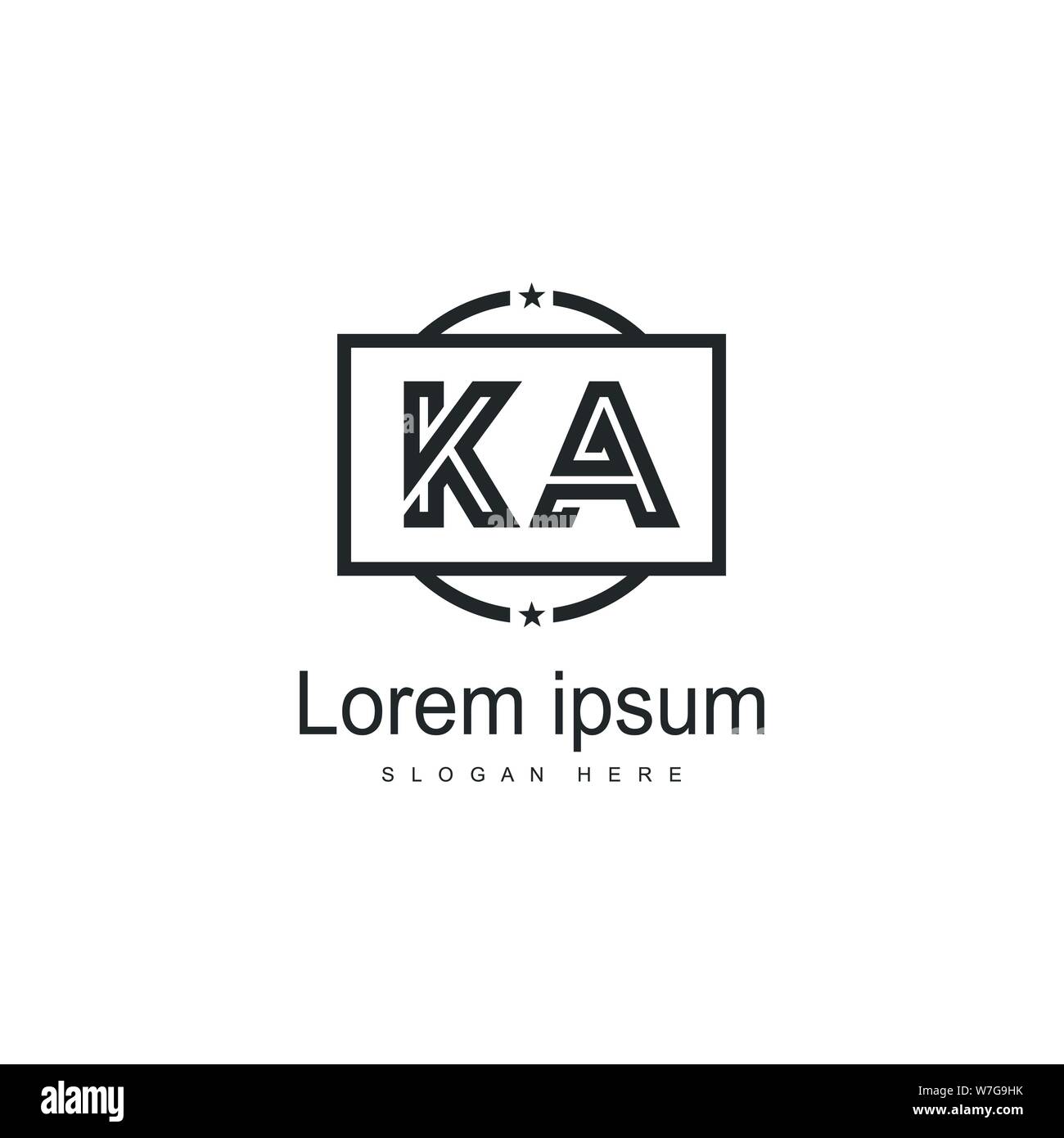 Initial KA logo template with modern frame. Minimalist KA letter logo ...