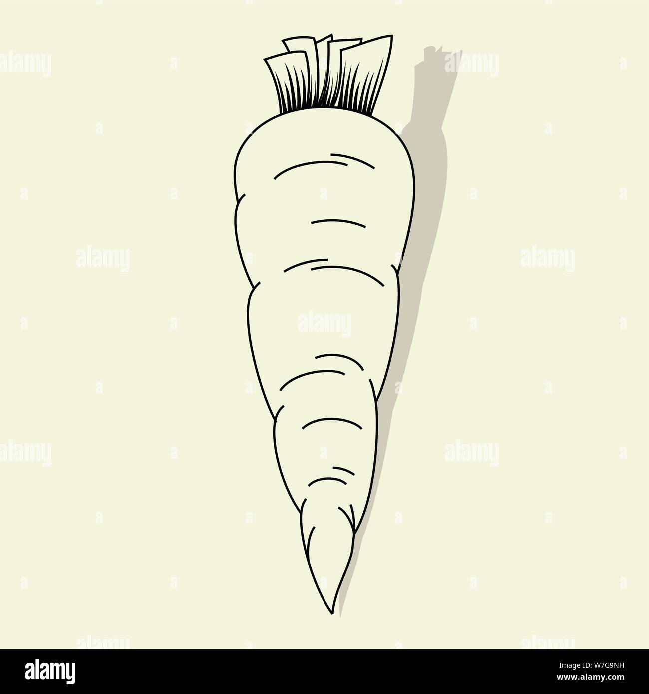 Carrot Vector cartoon with black line (no color) concept design Stock Vector