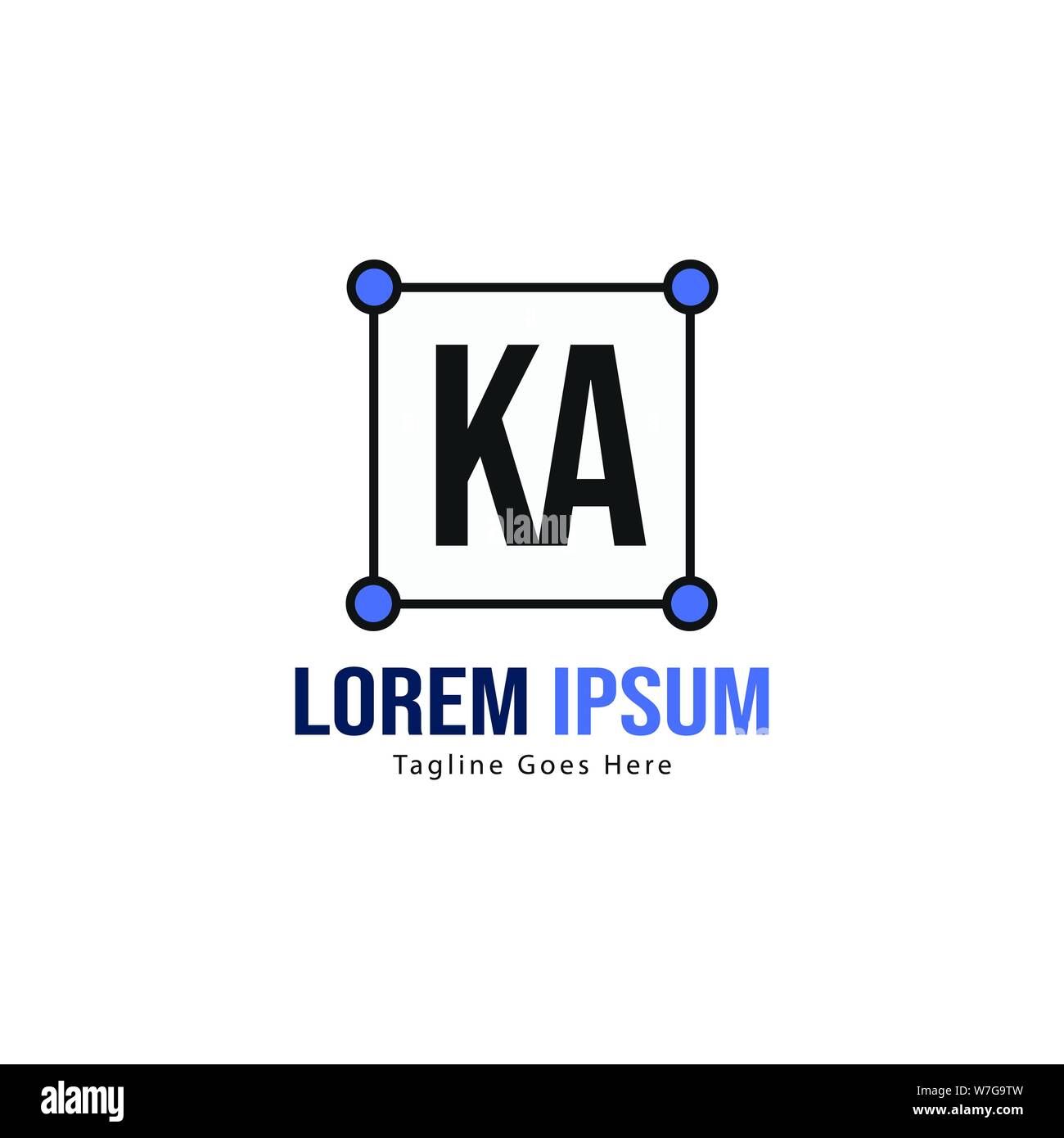 Initial KA logo template with modern frame. Minimalist KA letter logo ...