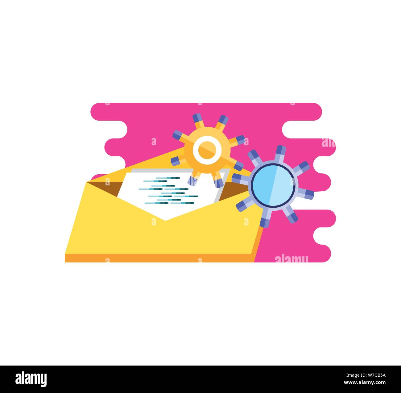 envelope mail with gear pinions vector illustration design Stock Vector ...