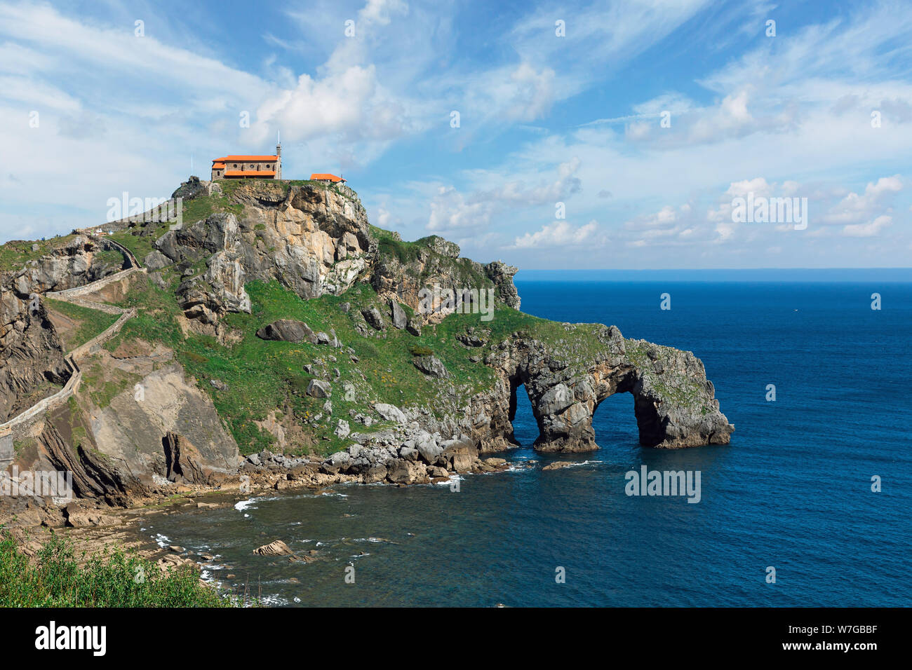 Gustelugache panorama in the Bay of Biscay Spain Stock Photo