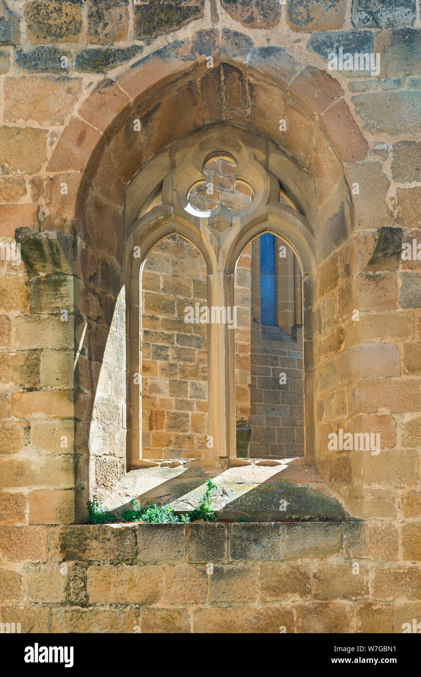 old, beautiful, stone window in Spain Stock Photo