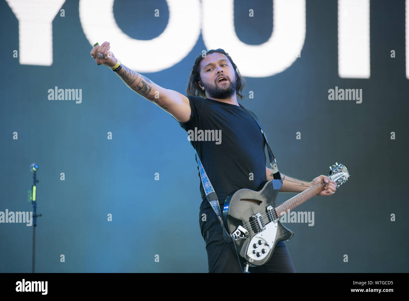 BONTIDA, ROMANIA - JULY 18, 2019: Gang of Youths indie rock band performing  a live concert on the stage at Electric Castle Festival Stock Photo - Alamy