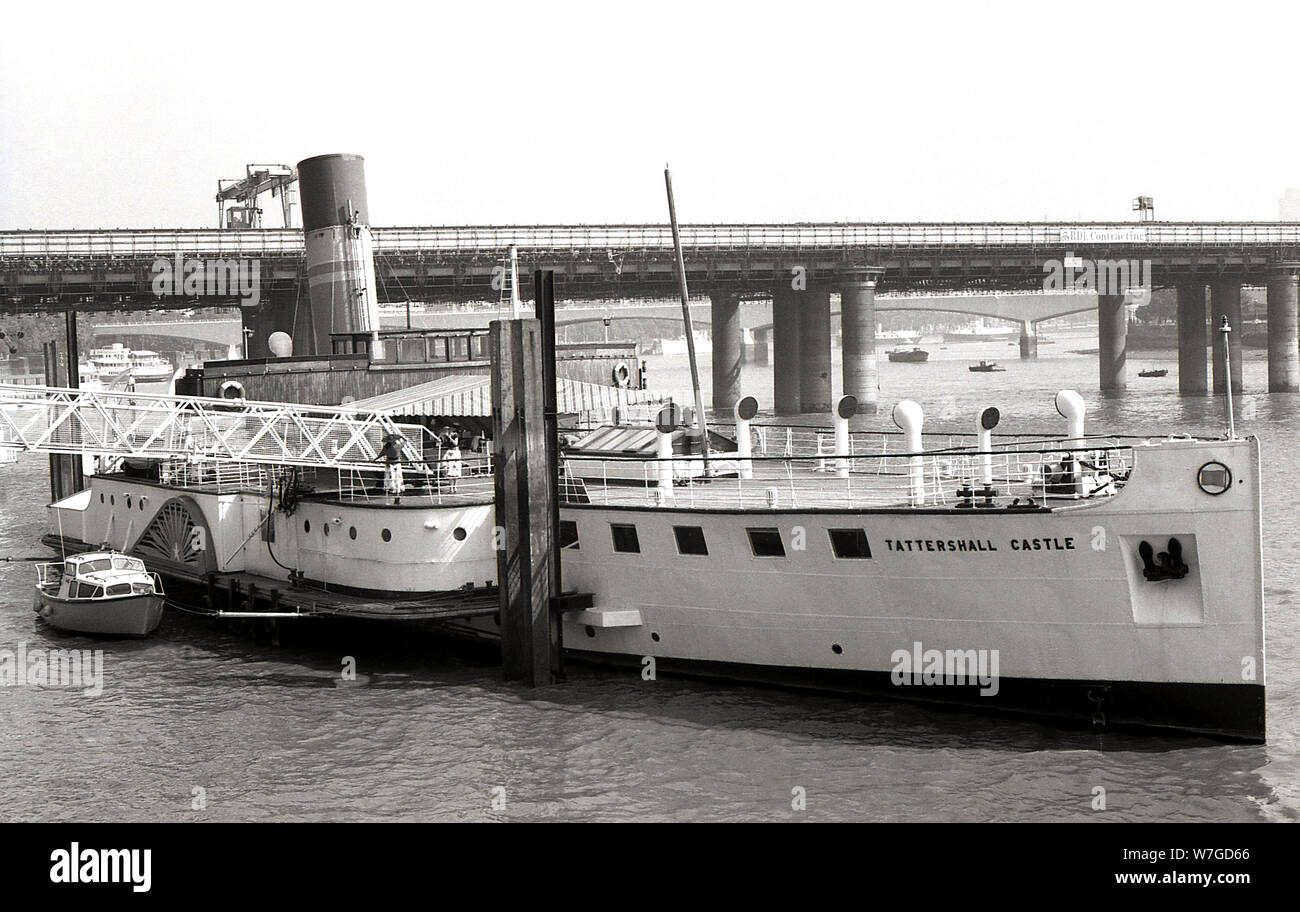 1970s, Exterior view of the ship, Tattershall Castle' moored on the ...