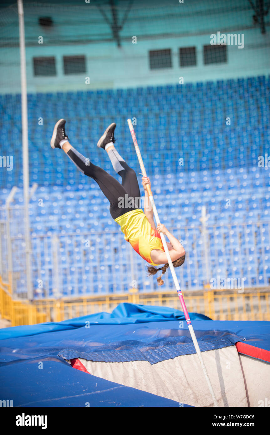 Female athlete in pole vault hires stock photography and images Alamy