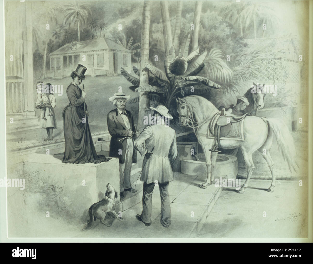 Art depicting a southern plantation at the Frederick Douglass home in Washington, D.C Stock