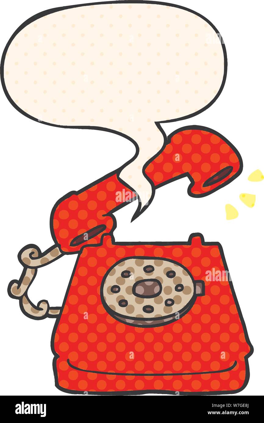 Cartoon Ringing Telephone With Speech Bubble In Comic Book Style Stock Vector Image Art Alamy