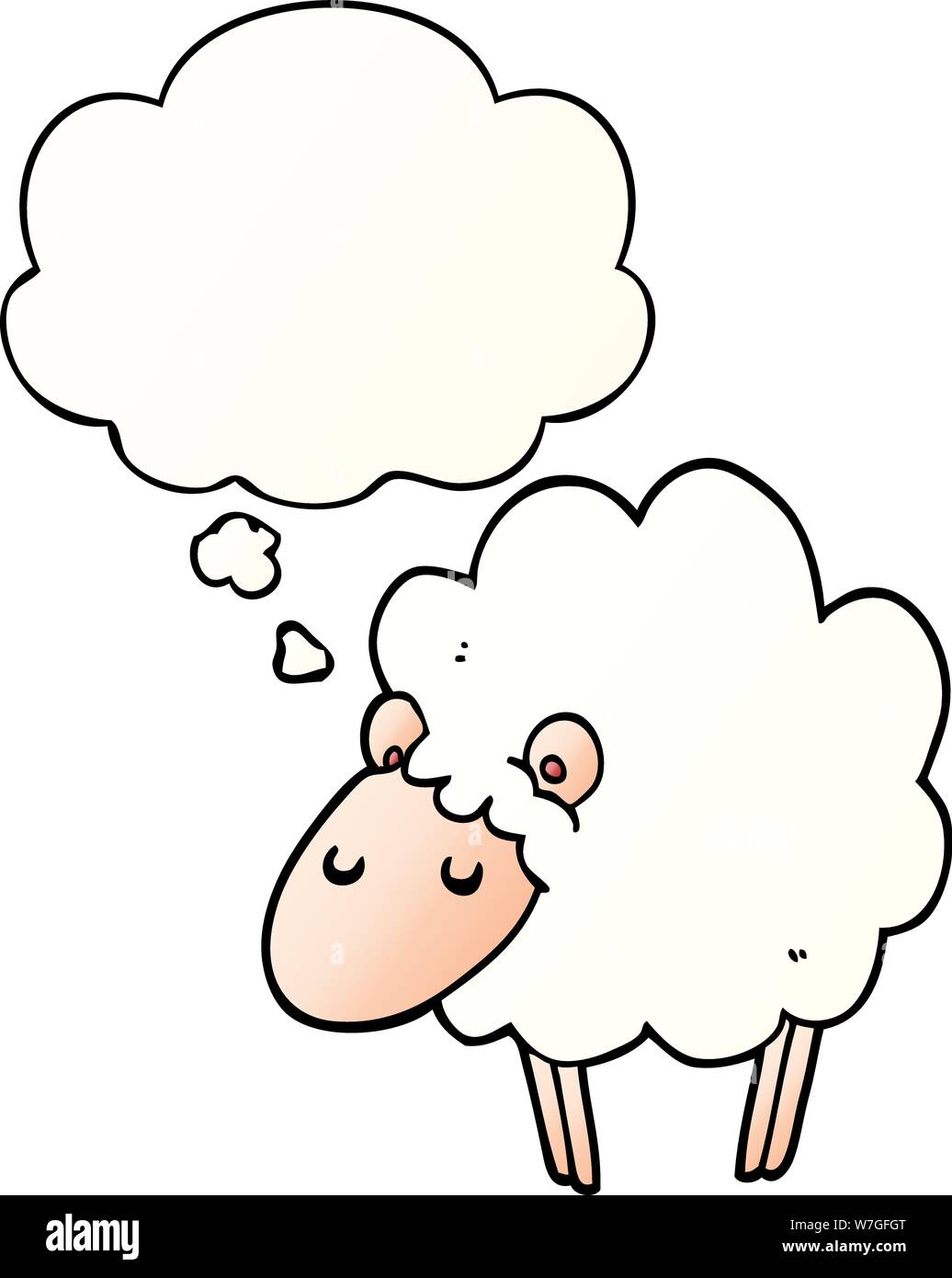 cartoon sheep with thought bubble in smooth gradient style Stock Vector