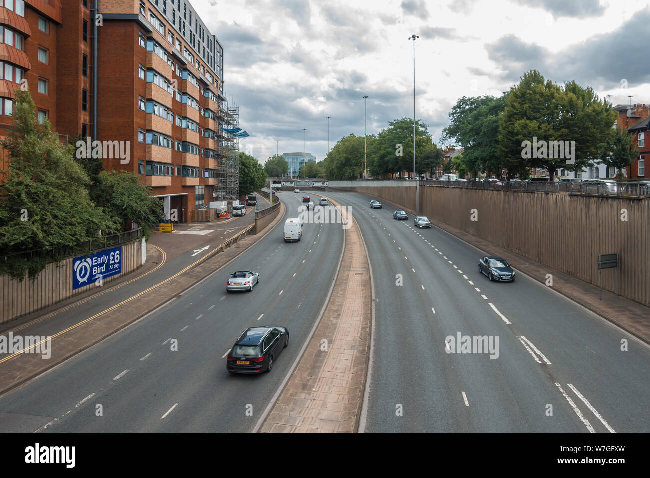The Reading rind road as seen from Oxford Road, Reading, UK Stock Photo