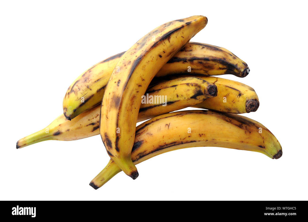 some ripe banana plantain on white background Stock Photo Alamy