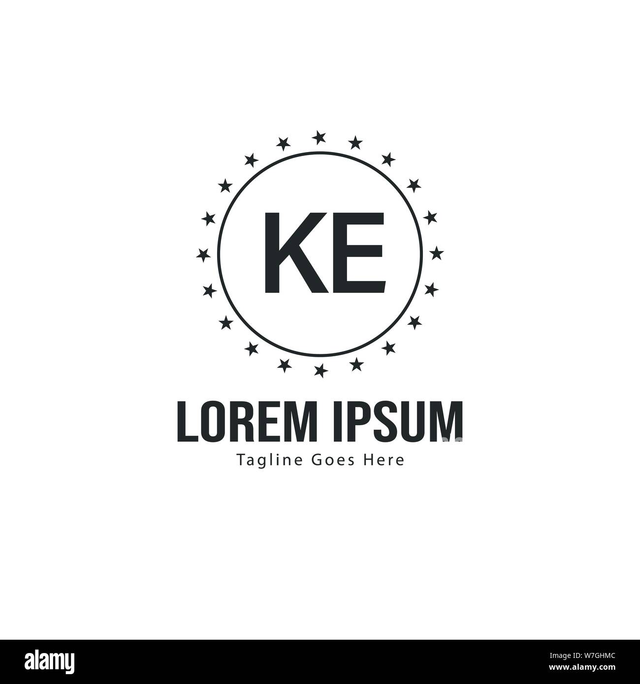 Initial KE logo template with modern frame. Minimalist KE letter logo ...
