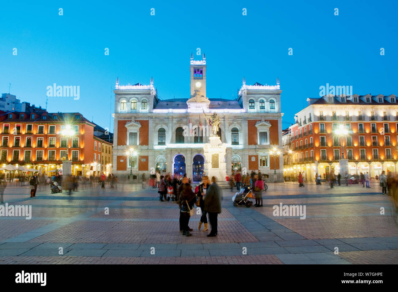 Plaza Mayor, night view. Valladolid, Castilla Leon, Spain. Stock Photo