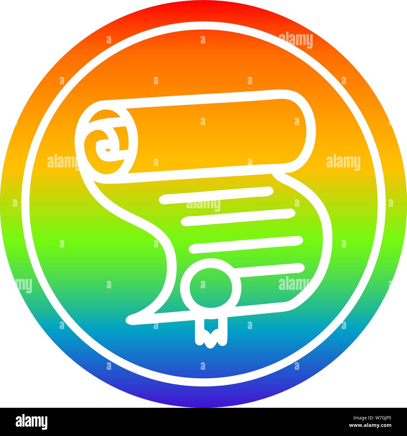 diploma certificate circular icon with rainbow gradient finish Stock ...