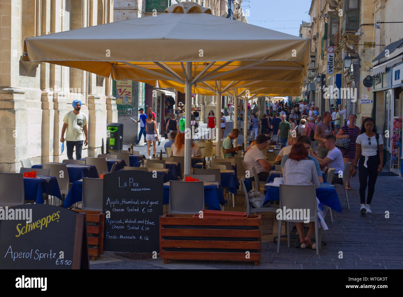 Street cafe, Valletta, Malta Stock Photo
