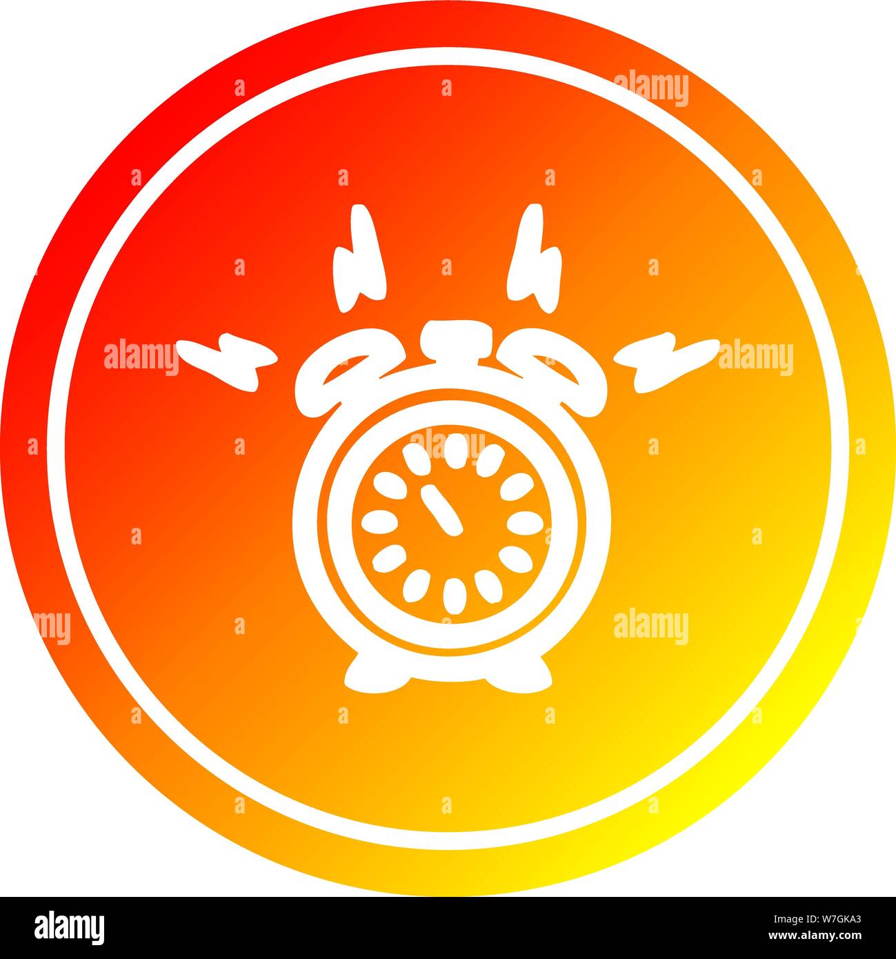 alarm clock circular icon with warm gradient finish Stock Vector Image ...