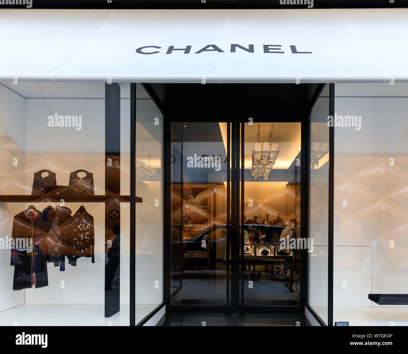 Chanel logo is seen at one of their stores on New Bond Street in