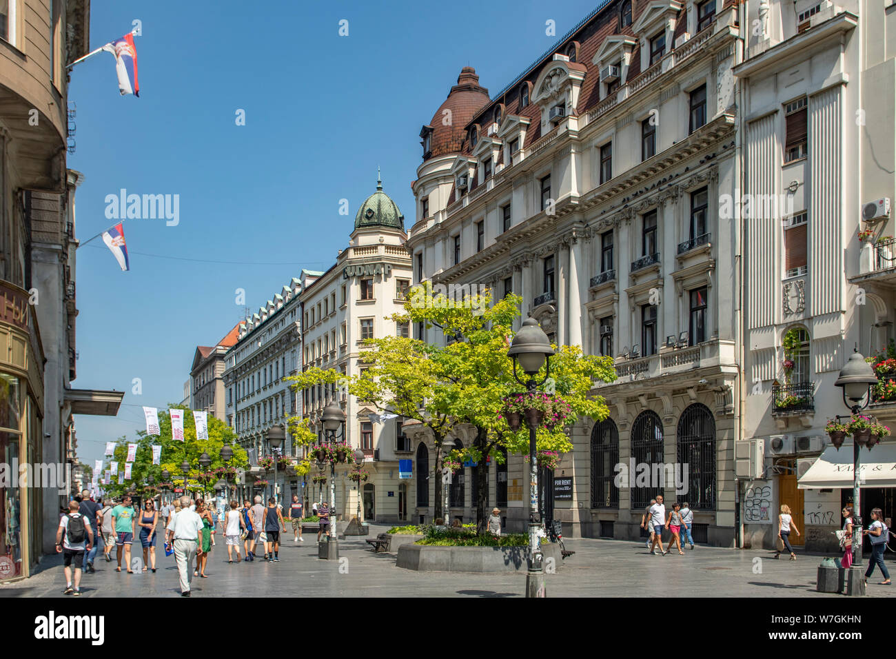 Old Buildings in Knez Mihailova, Belgrade, Serbia Stock Photo
