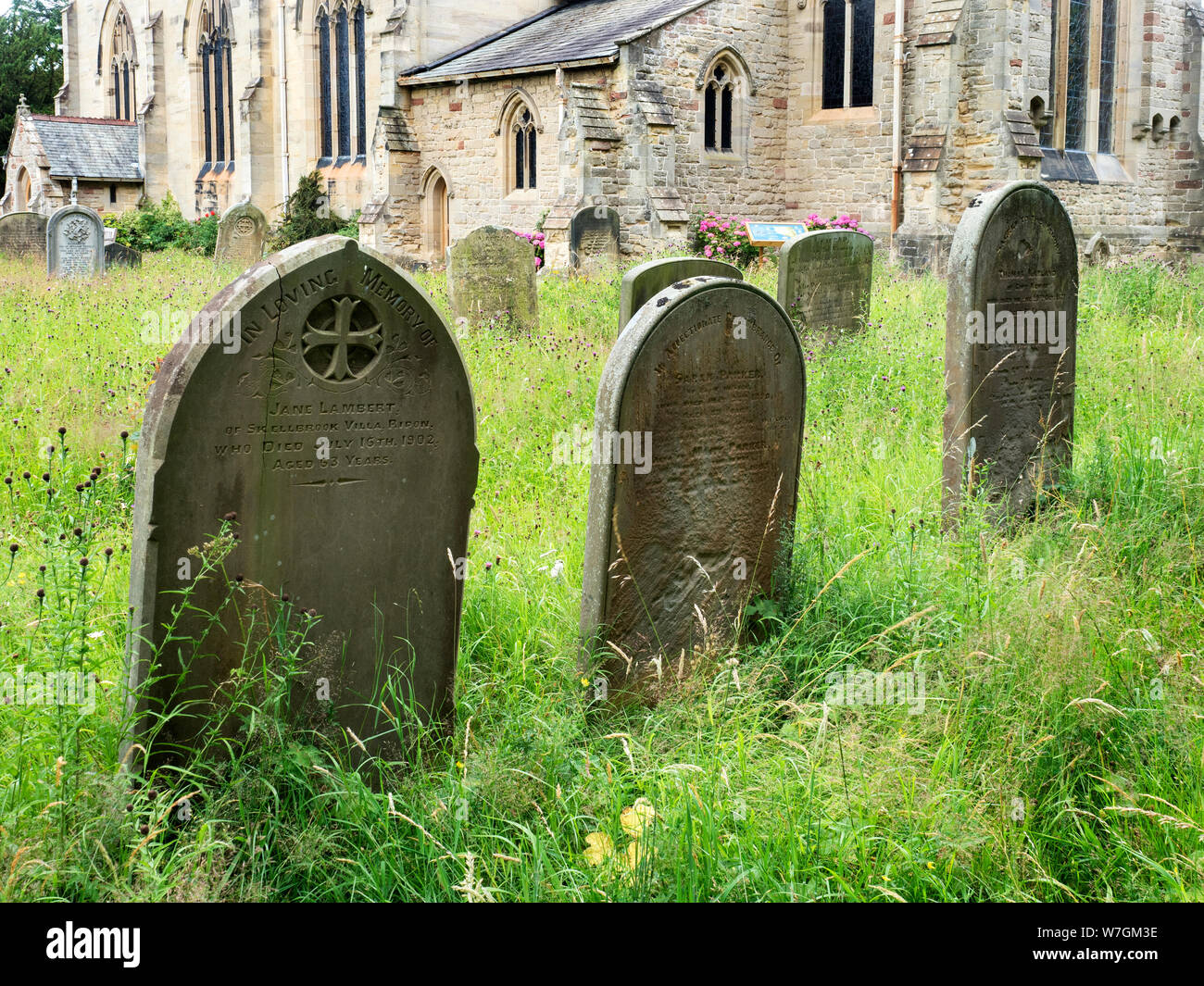 Gravestones at the Church of St John the Evangelist at Sharow near ...