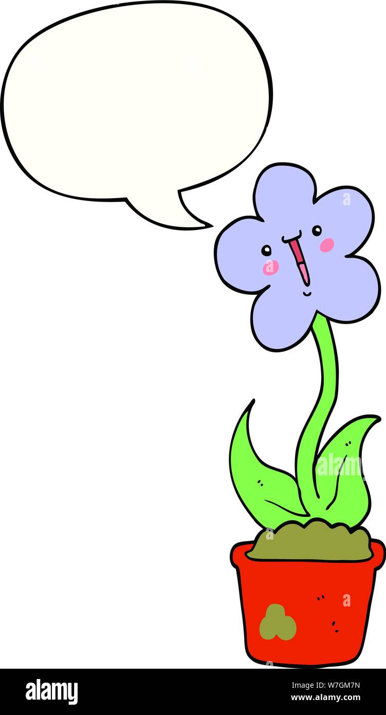 cute cartoon flower with speech bubble Stock Vector Image & Art - Alamy