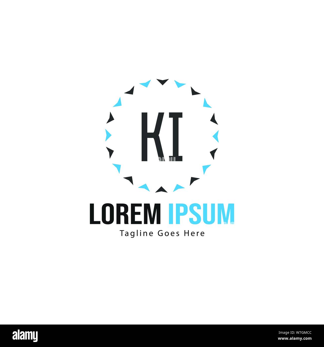 Initial KI logo template with modern frame. Minimalist KI letter logo ...