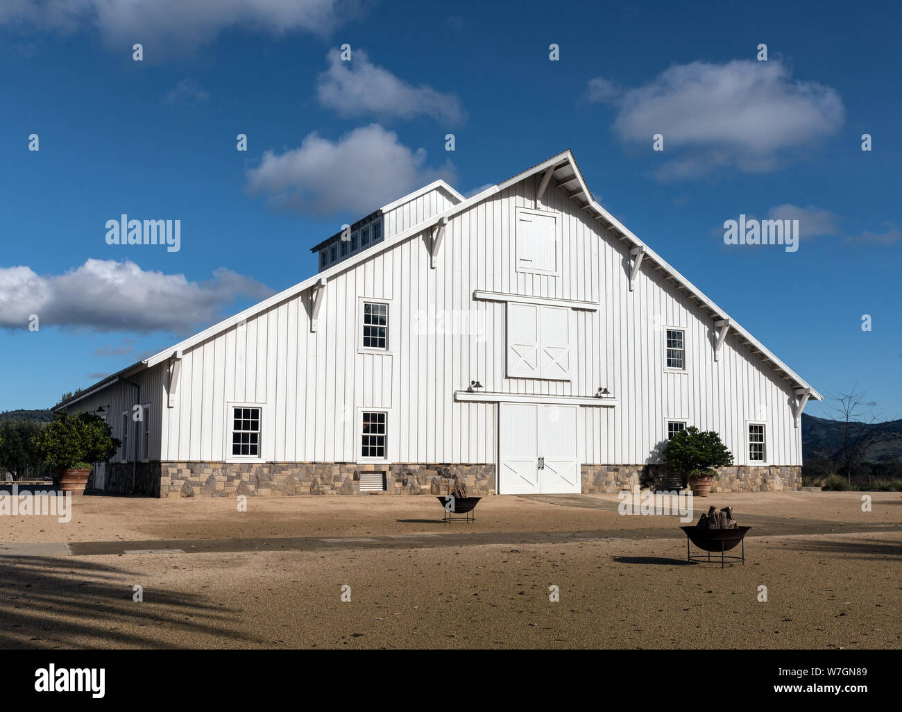 Barn at the Nickel & Nickel winery in Napa Valley, California Stock