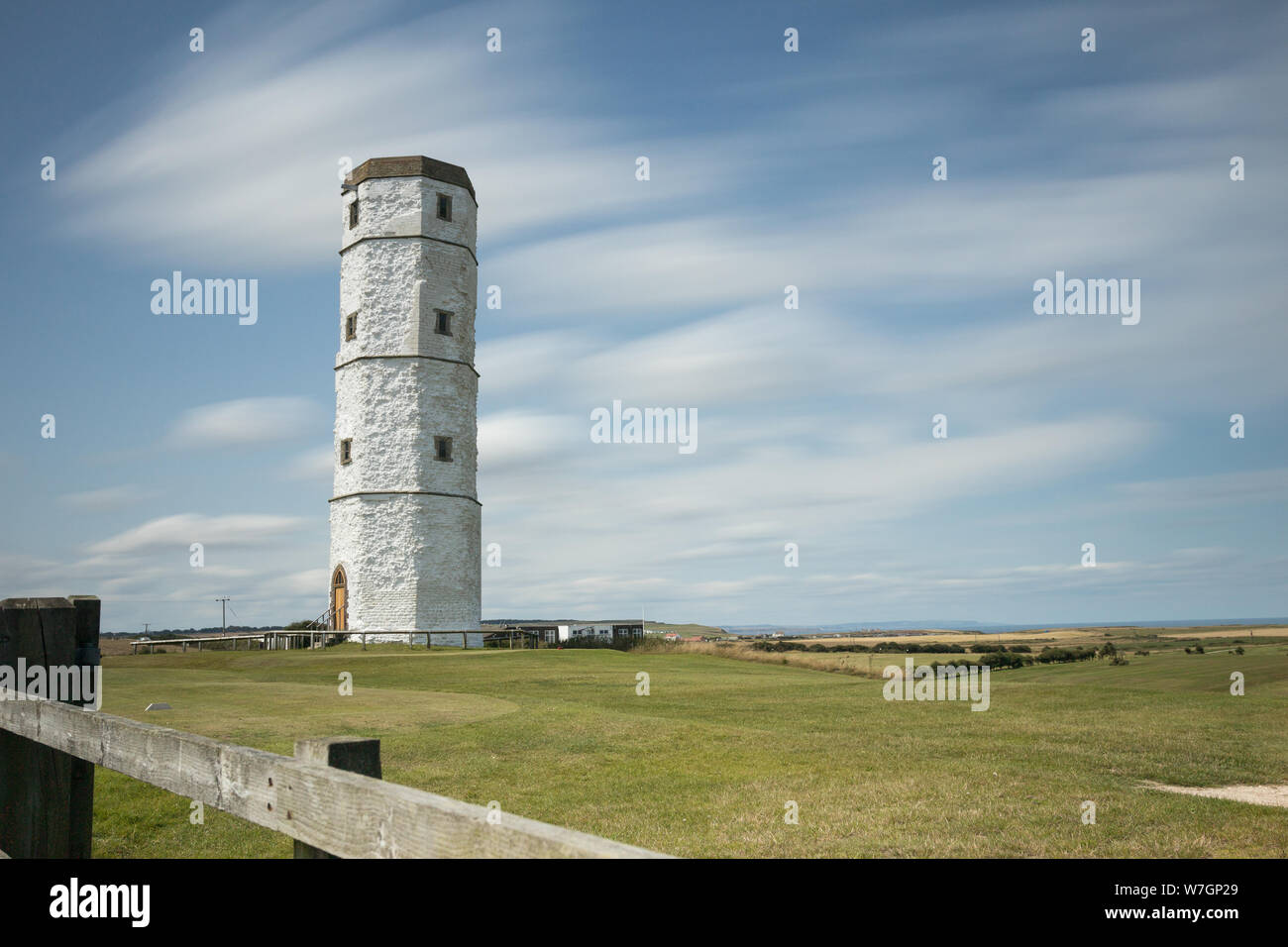 The old lighthouse at Flamborough Head on the East Yorkshire coast ...