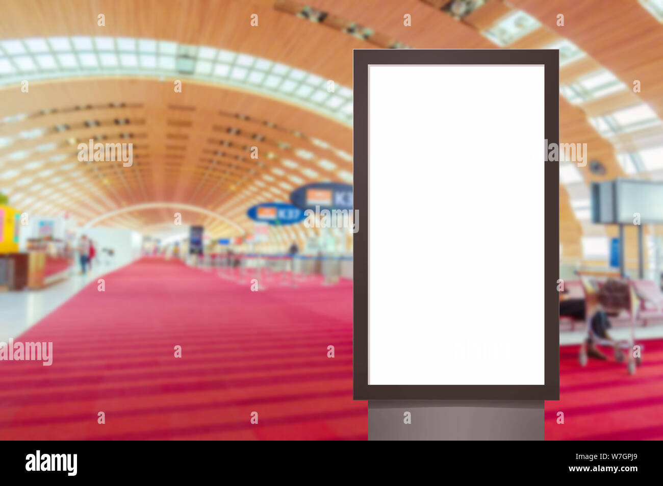 Mock Up Of Vertical Blank Advertising Billboard Or Light Box
