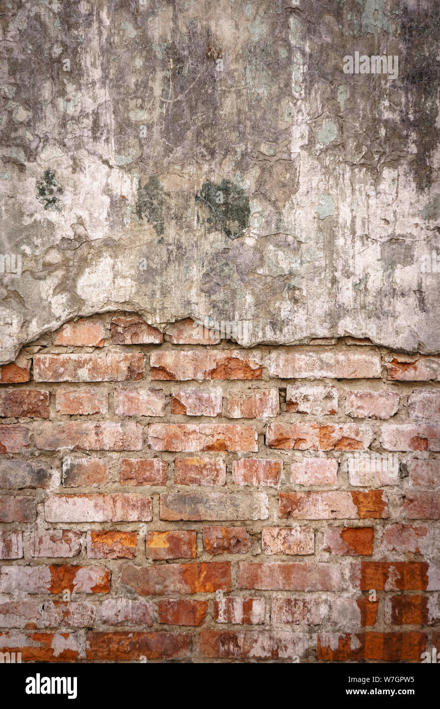 Empty Old Brick Wall Texture Painted Distressed Wall Surface Grungy Wide Brickwall Grunge Red Stonewall Background Shabby Building Facade With Dam Stock Photo Alamy