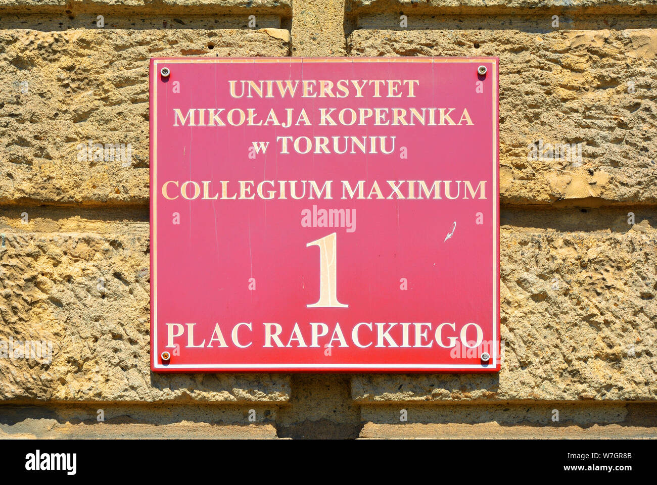 Information board of the Nicolaus Copernicus University in Torun - Poland. Stock Photo
