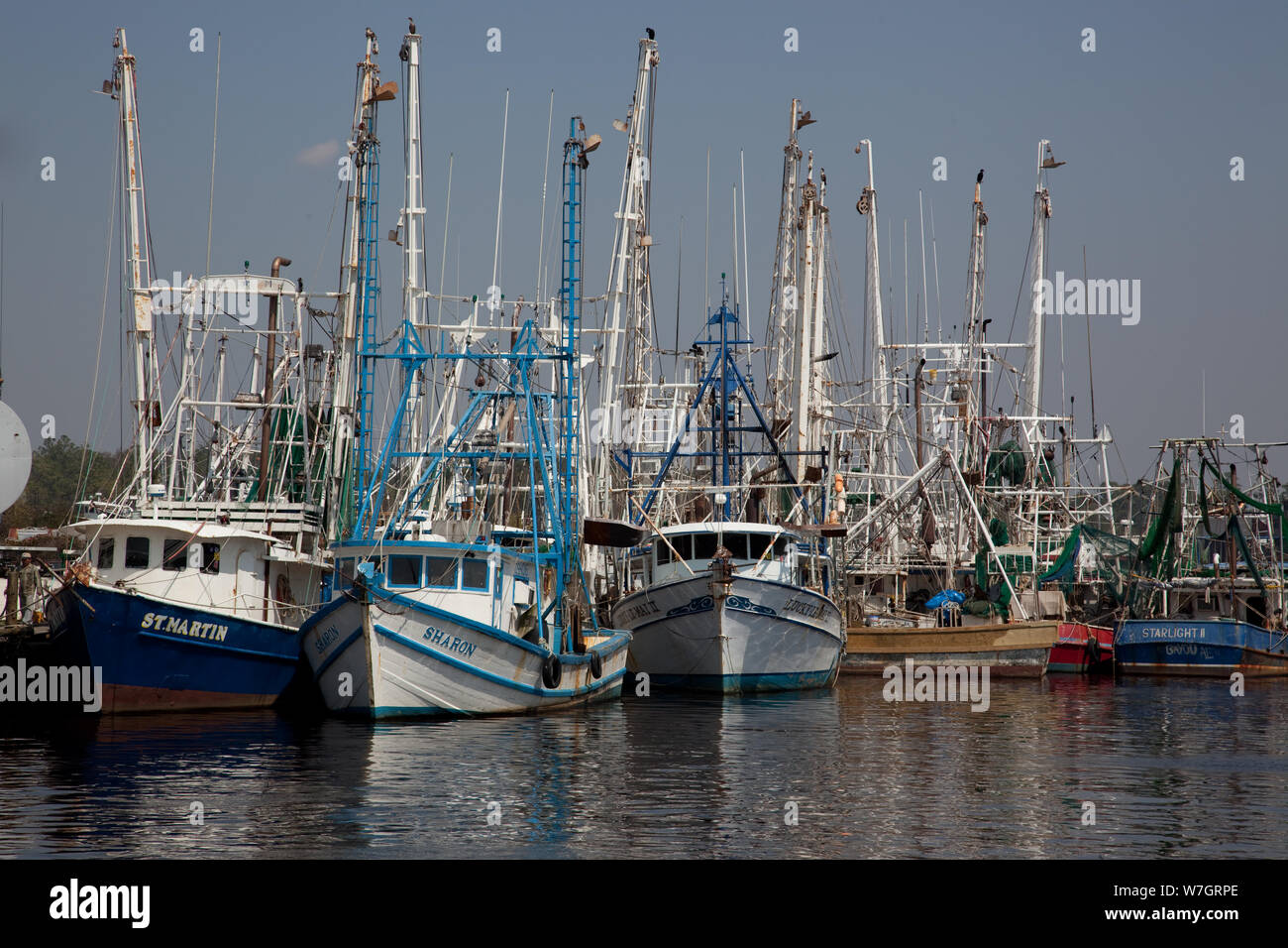 Bayou La Batre, Alabama, is a fishing village with a seafood-processing harbor for fishing boats and shrimp boats Stock Photo