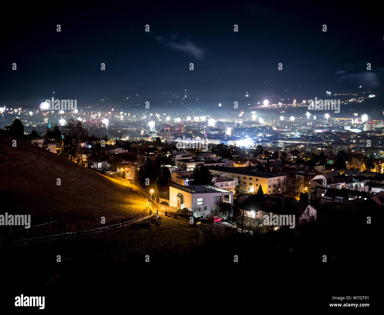 Fireworks over Innsbruck, Austria on New Year's Eve Stock Photo Alamy